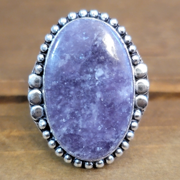 Native Jewelry - New Lepidolite Stone Ring Women Size 6 Hand Crafted Native Jewelry Silver 925